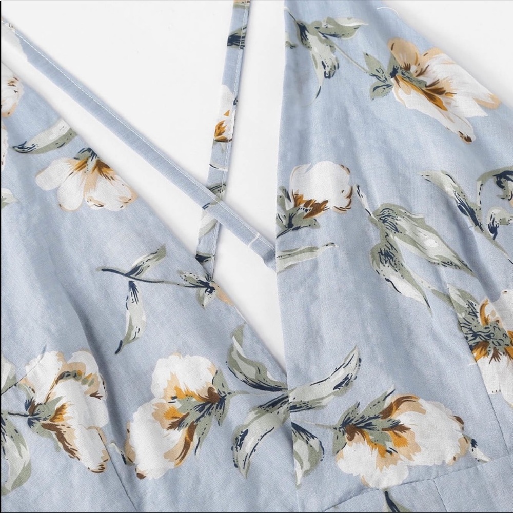 SALE! Baby Blue Floral Romper - Picture 3 of 5